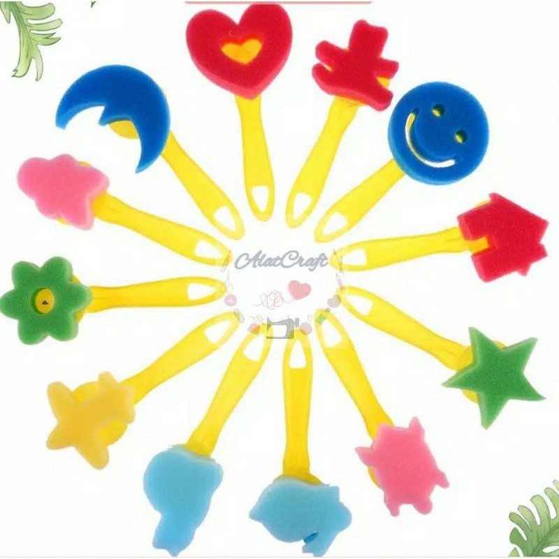 

MIX PATTERN COLORED CHILD PAINTING BRUSH DIY SPONGE DRAWING (12 PCS)