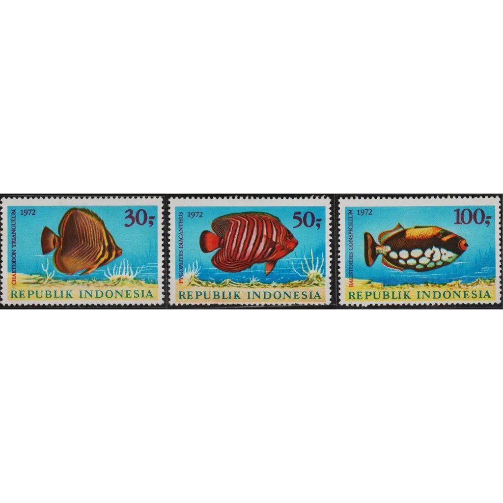 

Perangko Filateli F42 Indonesia MNH 3v 04.12.1972 Seafishes