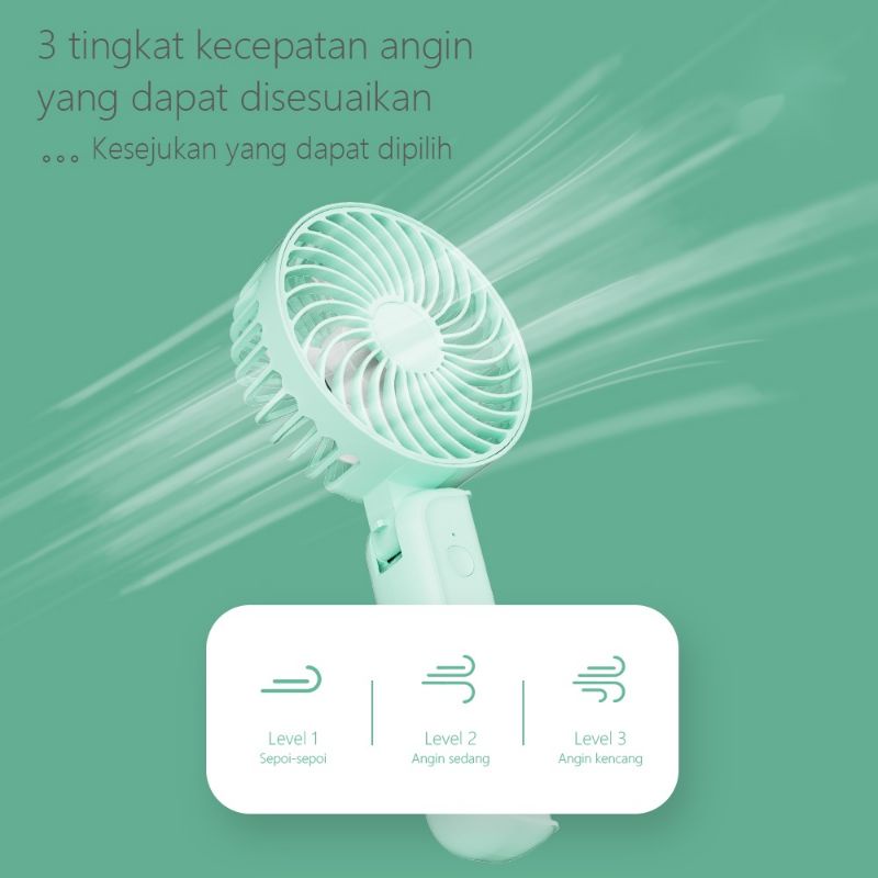 Kipas Angin Mini Portable Rechargeable Fan 3-Speed Adjustment Kipas Angin Genggam s9