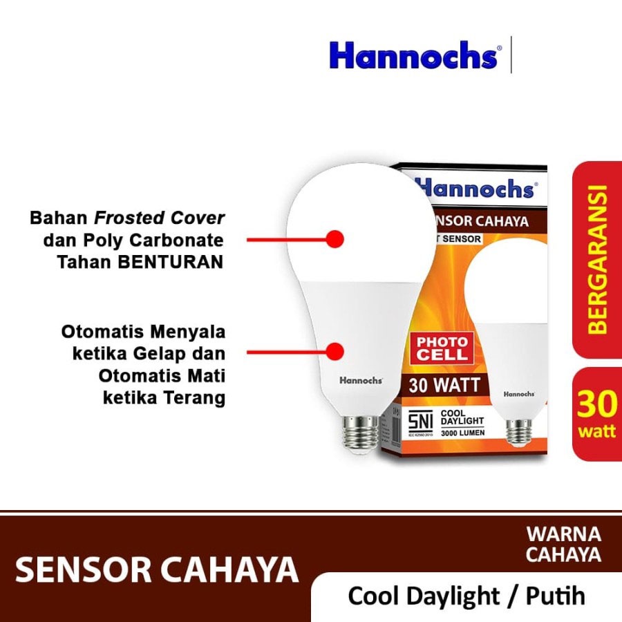 Hannochs Lampu LED Light Sensor / Sensor Cahaya Putih / Lampu Bohlam