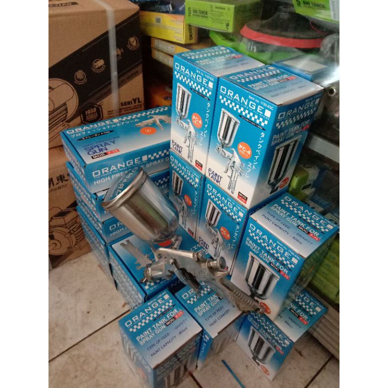 SPRAY GUN ORANGE F75 F75 TABUNG ATAS ORANGE 400CC KUALITAS TOP