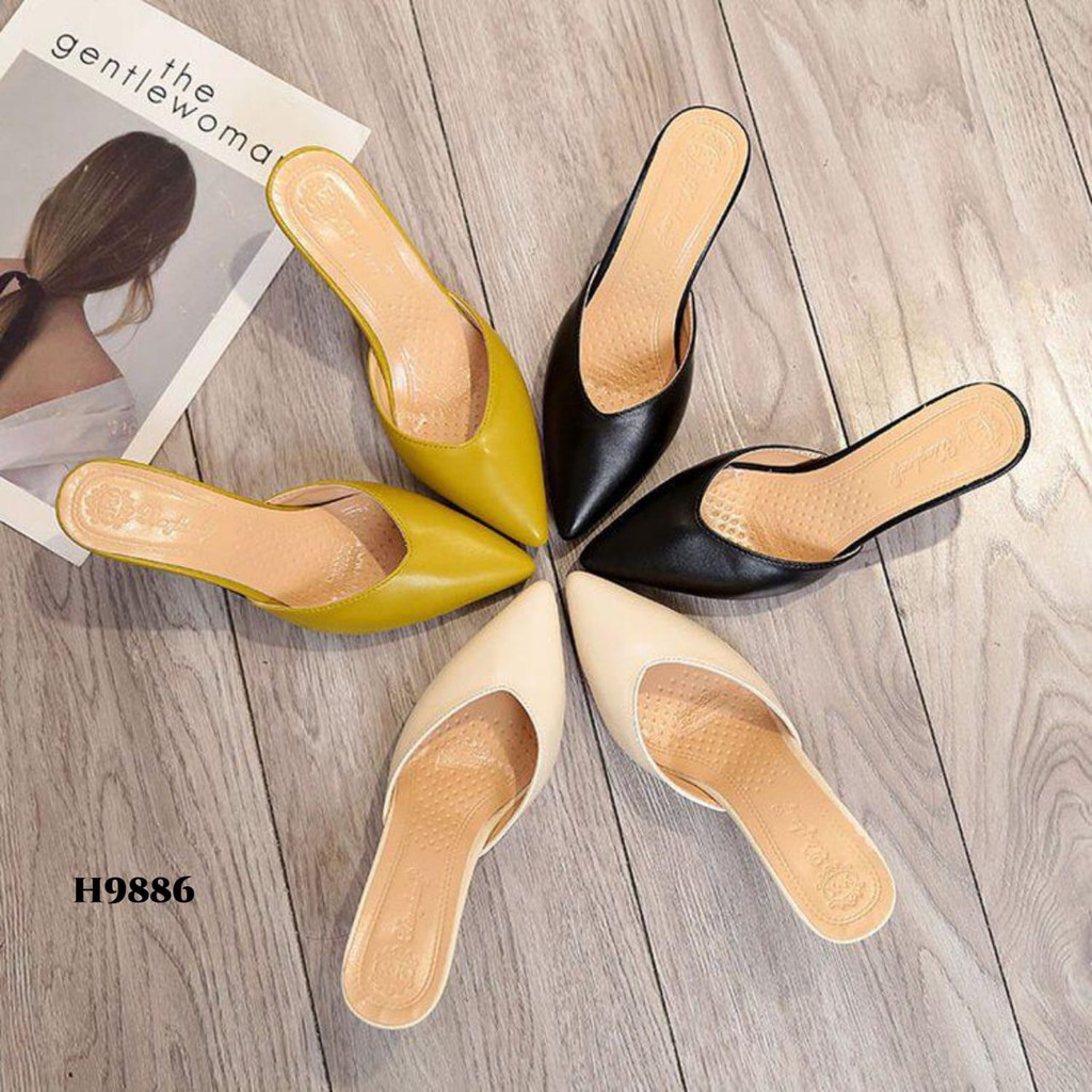 RESTOCK WYN HIGH HEELS SELOP FASHION WANITA KOREA H9886