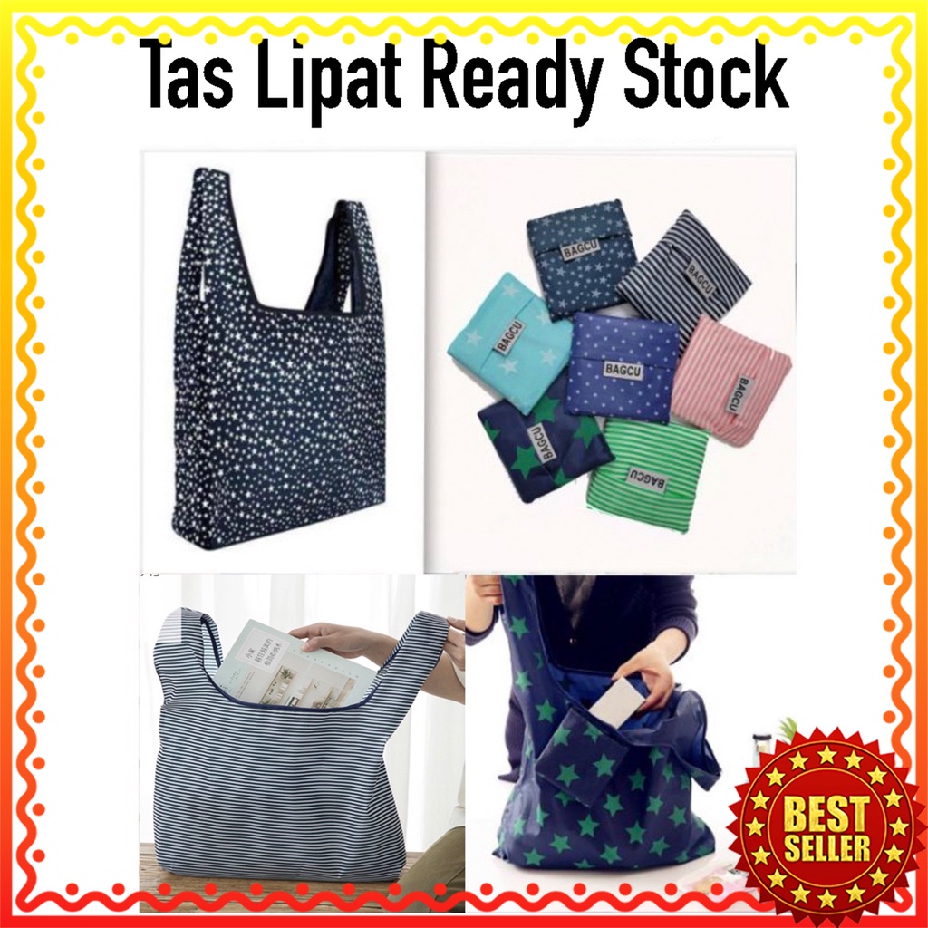 WRF70 Tas Lipat Foldable Reguler Shopping Bag Pasar Supermarket Impor TKM