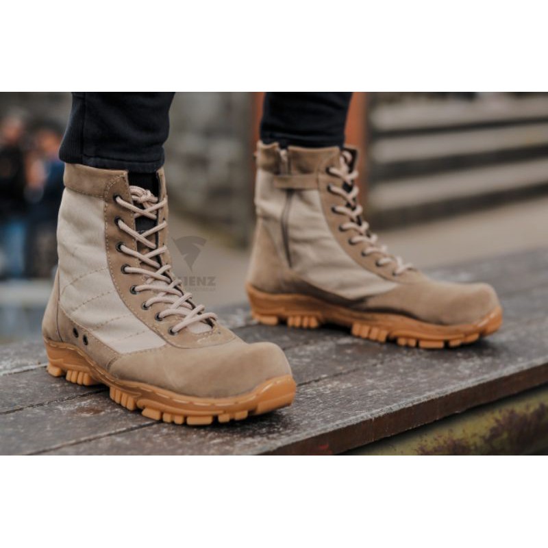 Sepatu Boots Safety Pria Tactical Kulit Suede