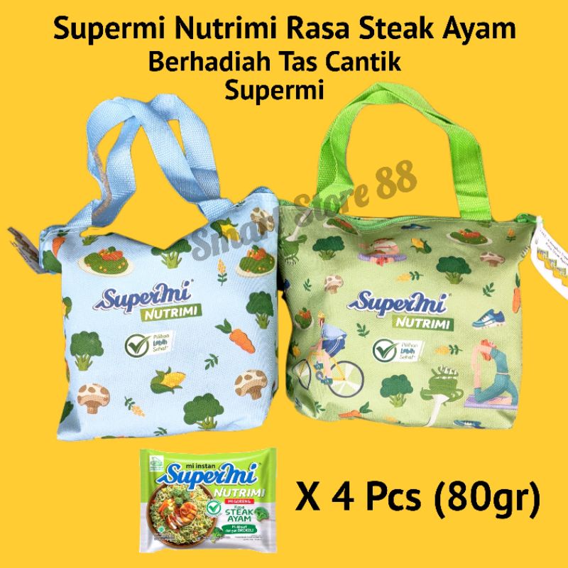 Supermi Nutrimi Rasa Steak Ayam Berhadiah Tas Mie Non Msg Supermi Mie Tanpa Msg isi 4Pcs
