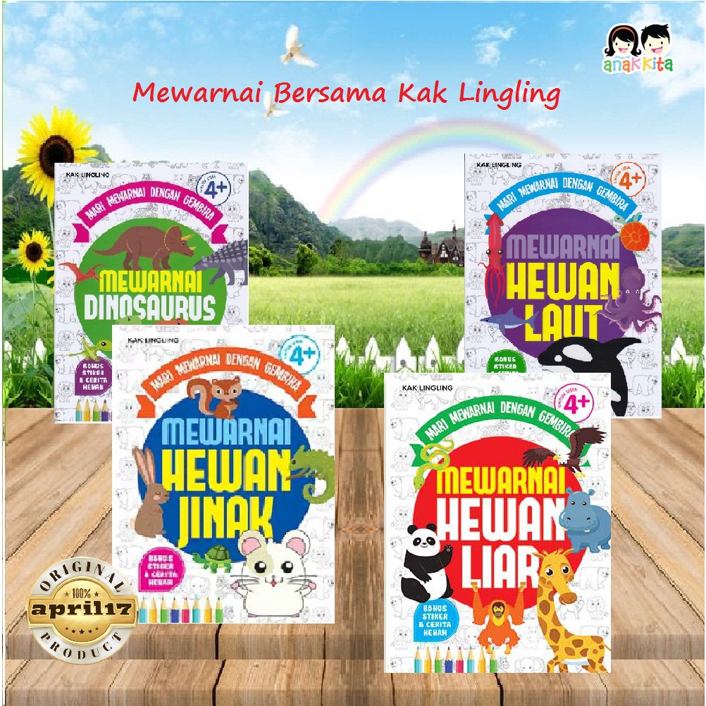 MARI MEWARNAI DENGAN GEMBIRA : MEWARNAI HEWAN JINAK, LIAR, LAUT, DINOSAURUS