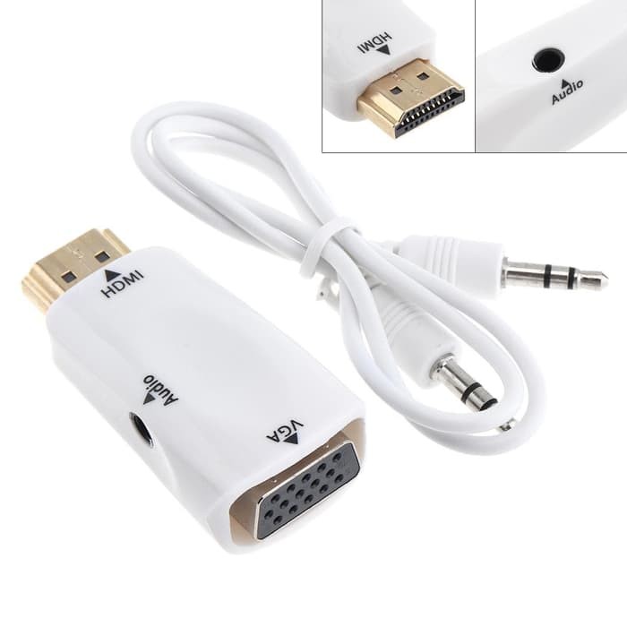 Converter multimedia kabel to VGA with Port Audio - Full HD 1080p (Hitam &amp; Putih)