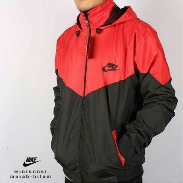 Jaket windrunner parasut olahraga merah hitam, tosca, turkis & biru dongker