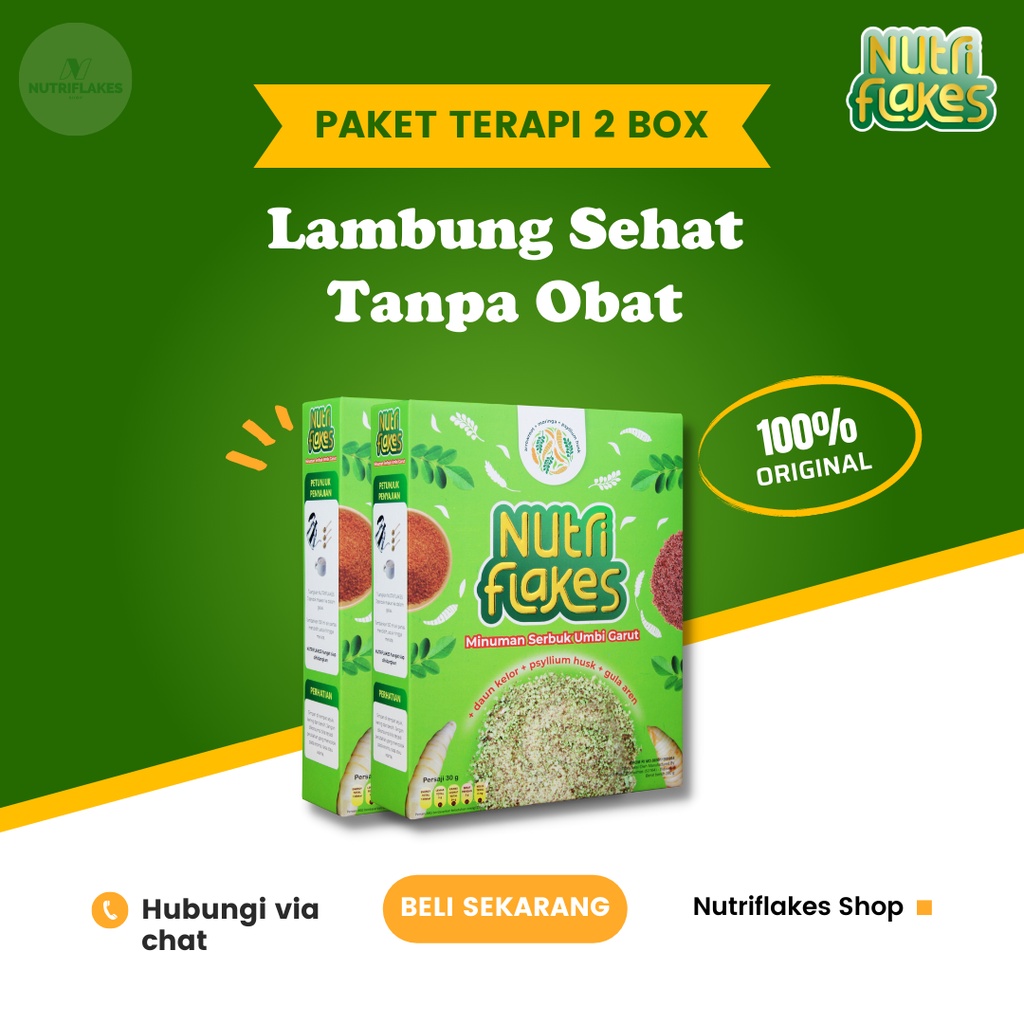 

BISA COD!!! PAKET 2 BOX NUTRIFLAKES UMBI GARUT DENGAN DAUN KELOR AMPUH ATASI ASAM LAMBUNG SEREAM MAKANAN SEHAT UNTUK SARAPAN solusi asam lambung naik kambuh tinggi saat hamil SUDAH BPOM MUI AMAN HALAL ASLI ORIGINAL TERBAIK 100% TERLARIS