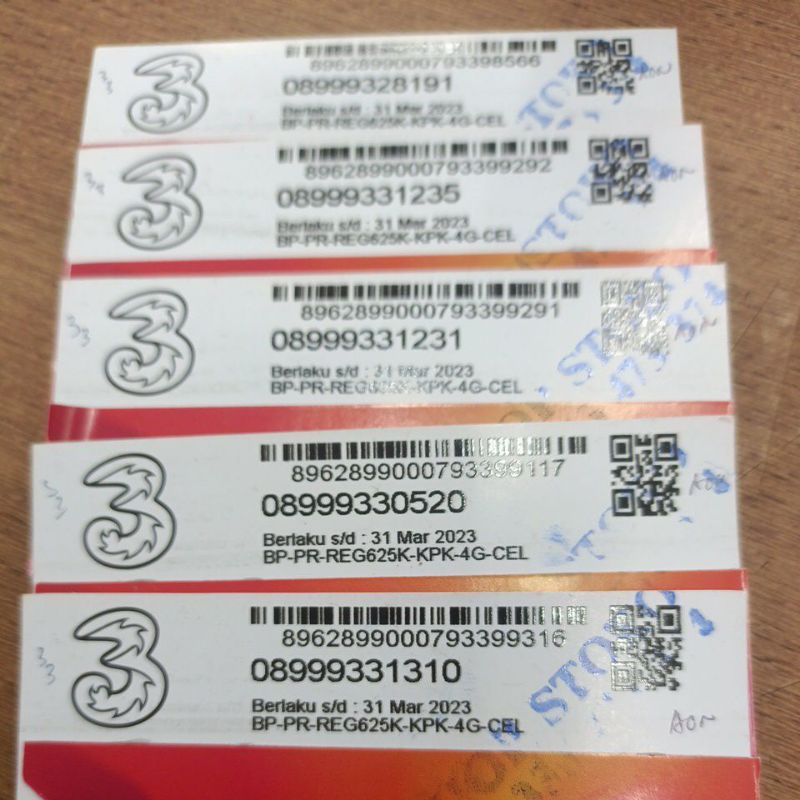 11 Digit Perdana tri cantik / 12digit/13 digit cantik 3 tri AON / Happy 30 hari