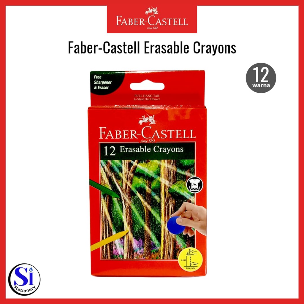 

Erasable Crayon Faber Castell 12 Warna ‘’Original”/Faber castell Erasable Crayon 12 Colour