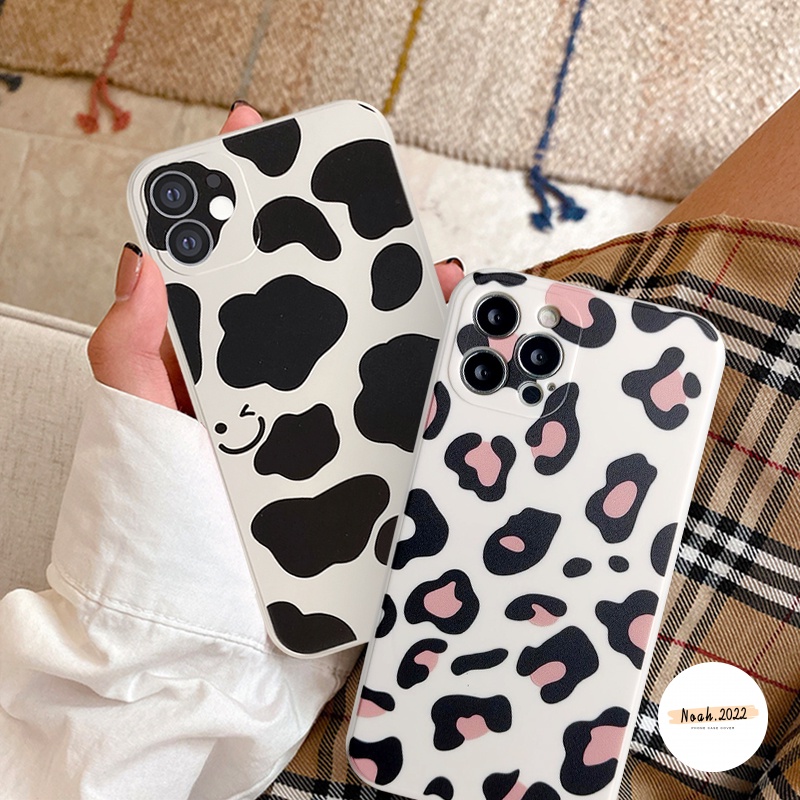 Soft Case TPU Motif Garis Sapi Leopard Untuk Iphone 13 12 11 Pro Max X XR XS Max 6 6s 7 8 Plus SE 2020