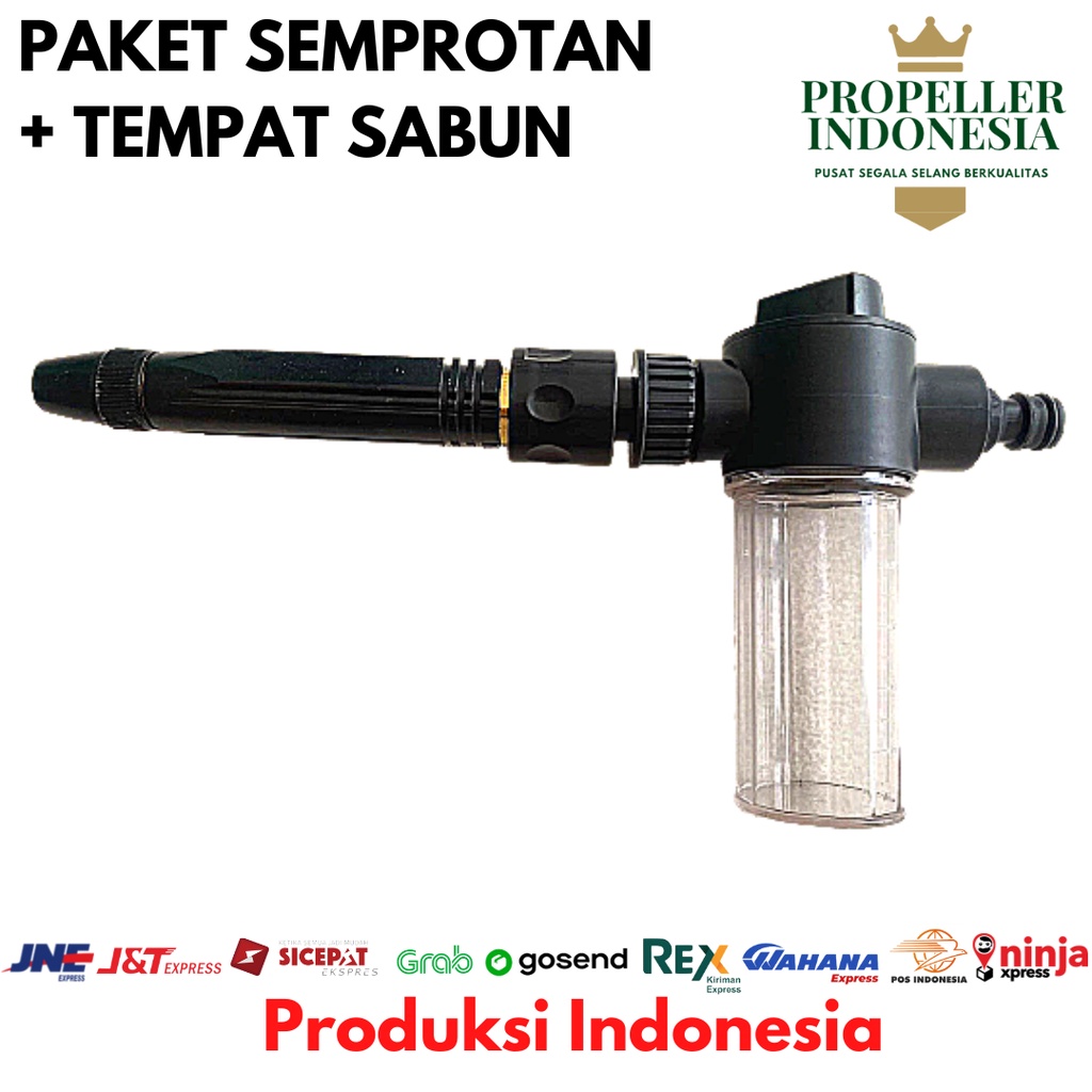 Paket Semprotan Tekanan Tinggi + Tempat Sabun Cuci Mobil 1/2 - 3/4Inch