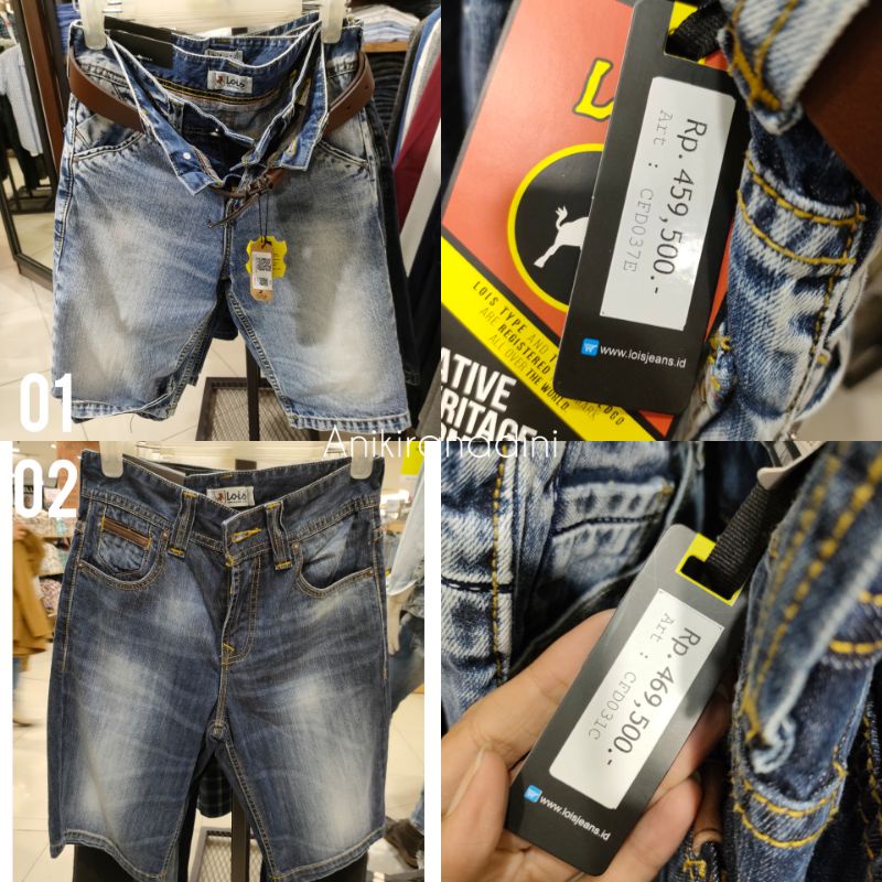 LOIS ( Sz 27-40 ) Celana Pendek Jeans  Lois  Original 100% , Jeans pendek Pria LOIS