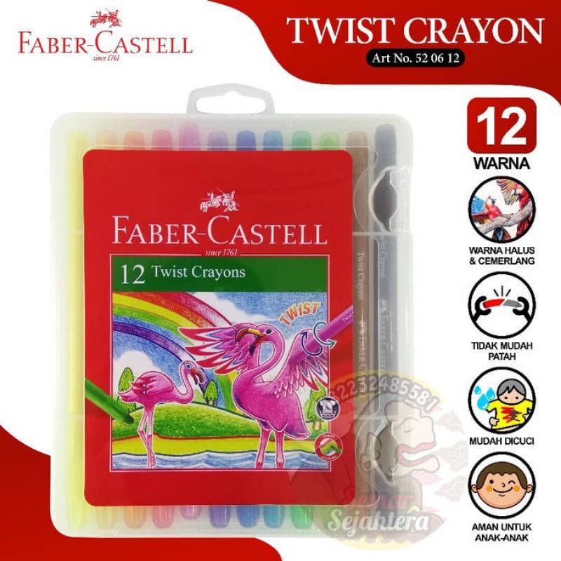 

FABER CASTELL Twist Crayon Oil Pastel Crayon Putar 12 Dan 24 Warna