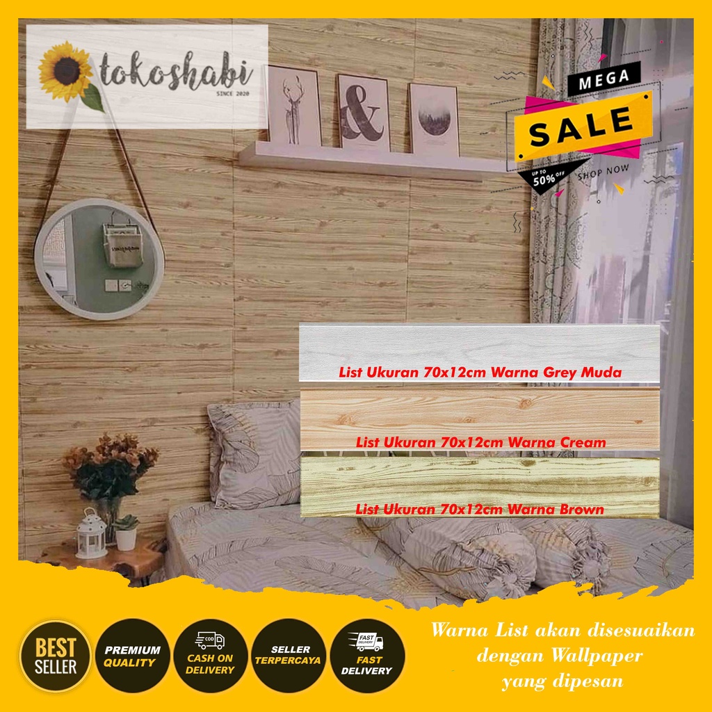 Wallpaper Dinding 3D Foam Kayu Ketebalan 5.5mm-8