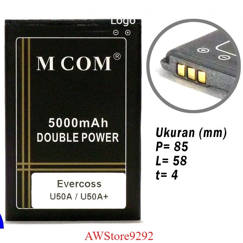 Mcom Battery Batre Baterai Double Power Mcom Evercoss Cross U50A Winner Y Star U50A Plus