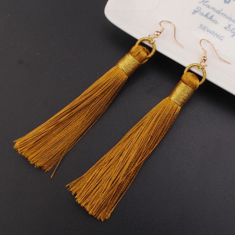 Panjang fringe anting multi-warna emas tepi rumbai anting-anting Eropa dan Amerika bohemian merek be