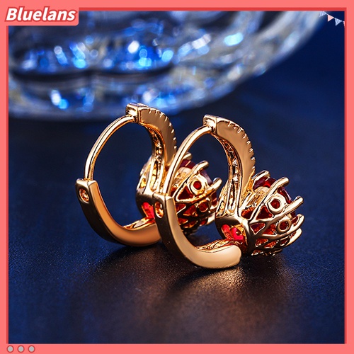 Perhiasan Anting Bentuk Hati Warna Merah Lapis Emas 18K Untuk Wanita