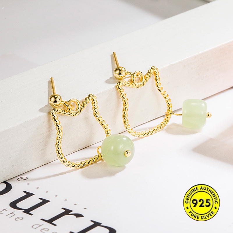 Anting Tusuk Lapis Emas 18K Desain Kucing Lucu Anti Air / Alergi Untuk Wanita