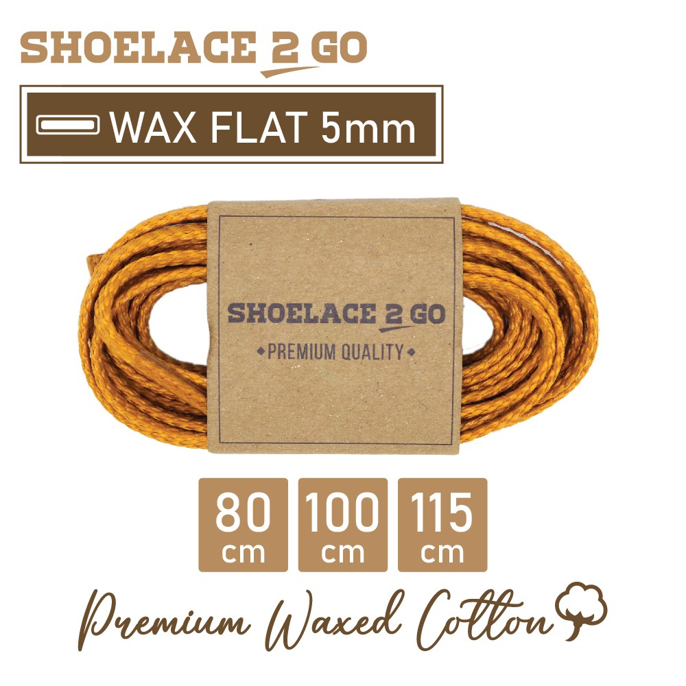 SHOELACE 2 GO PREMIUM TALI SEPATU LILIN WAX GEPENG PIPIH FLAT - WF5 - H1 - GOLD MEDALLION - 5MM