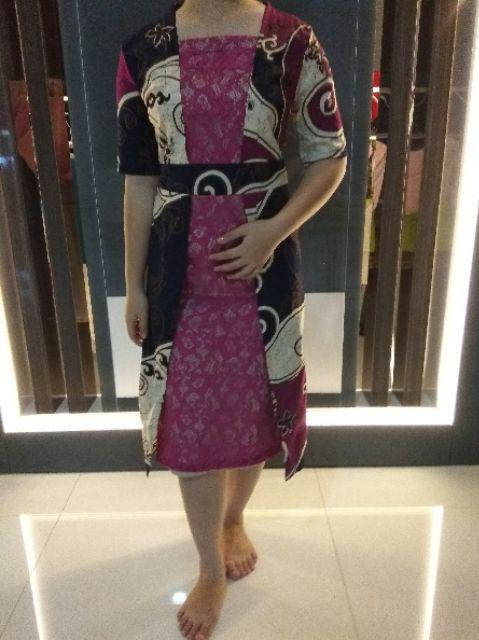 Dress Batik Solo Wanita Kombinasi Brukat Katun Stretch Sale Fit L Ng532