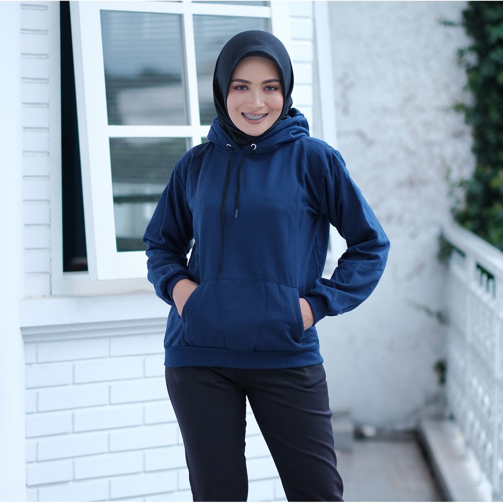 Sweater Hoodie Wanita Natural Hoodie Sweater Polos Terlaris Simpel Tangan Panjang Hangat-1