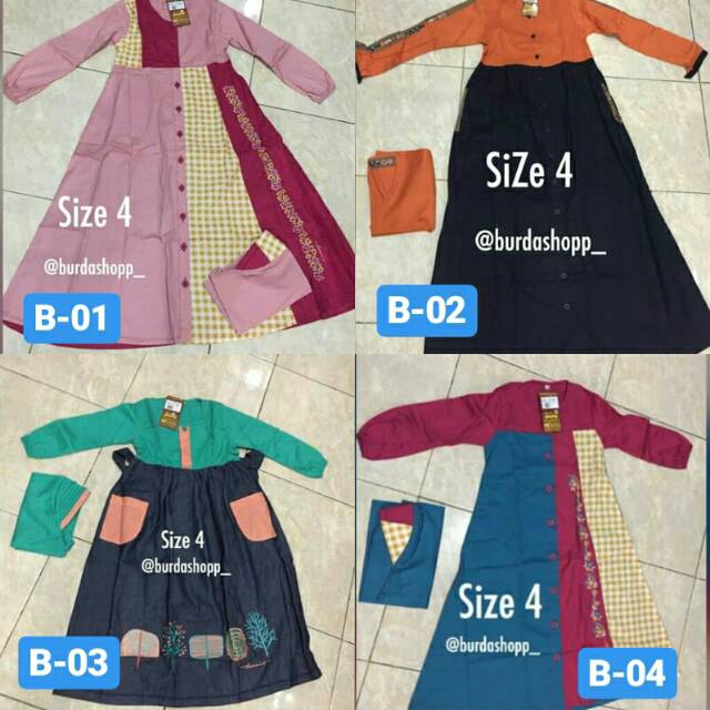 BAJU MUSLIM DANNIS ANAK PEREMPUAN SIZE 4