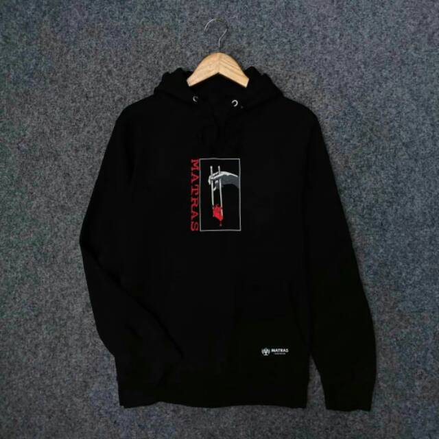 Jaket hoodie black matras pria wanita