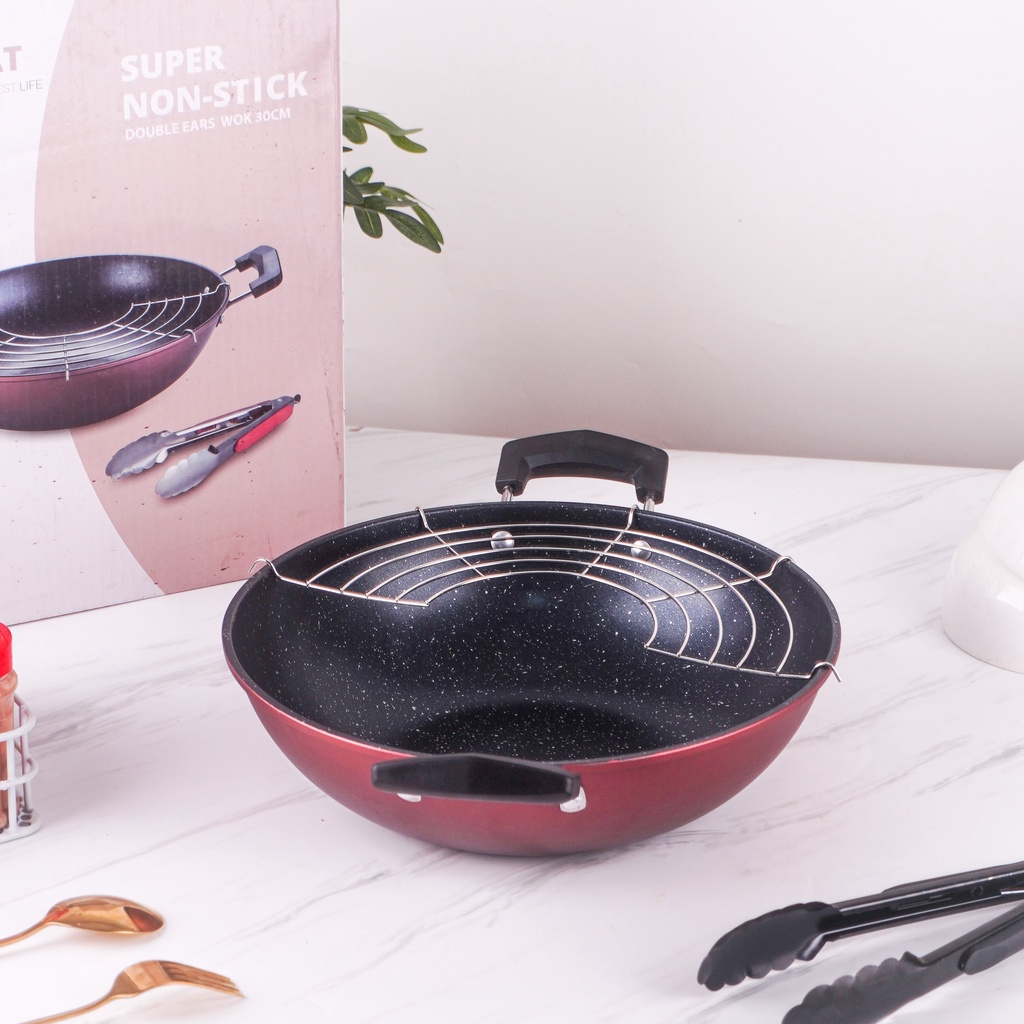 Wok Pan Penggorengan Wajan Anti Lengket / Marble Pan Set