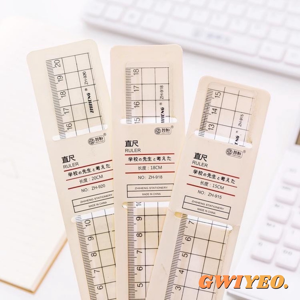 

Penggaris Aesthetic 15 CM Transparant Bening Grid Ruler
