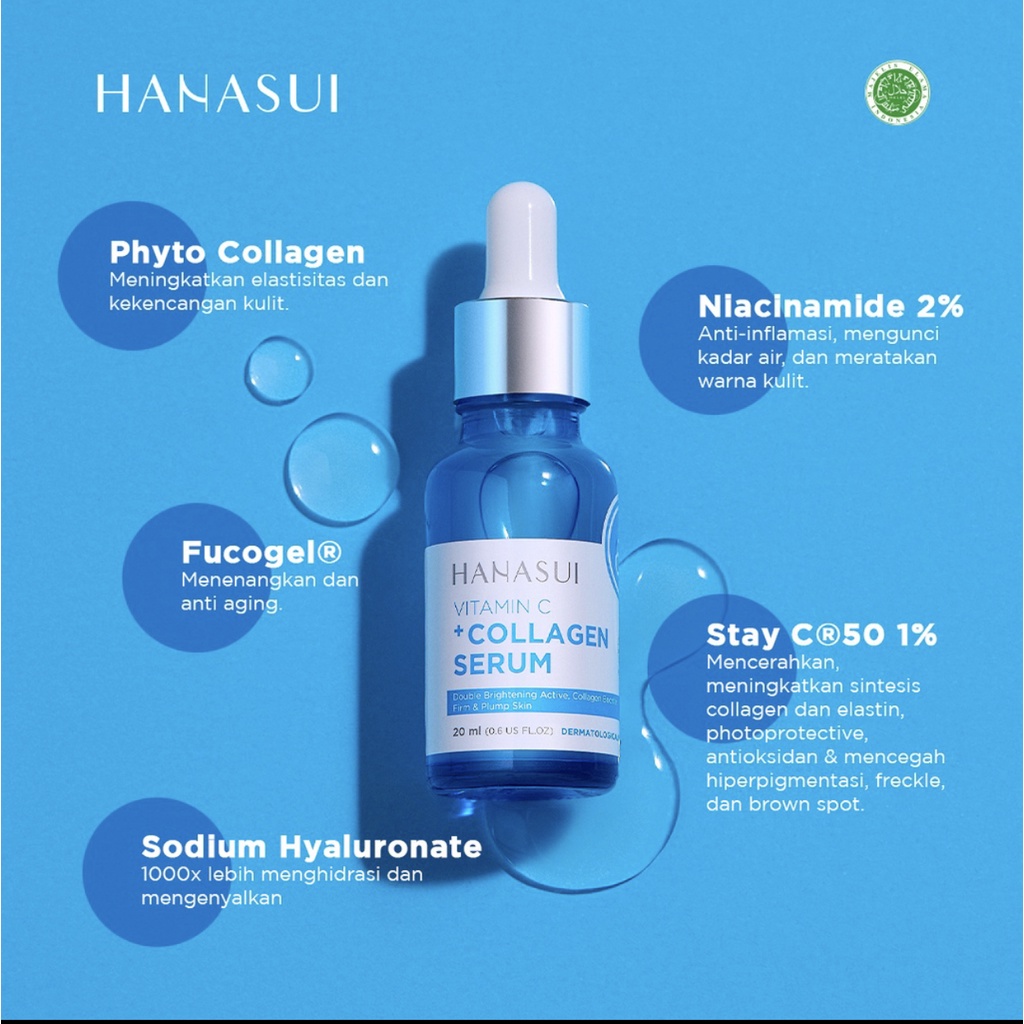 Hanasui Vitamin C + Collagen Serum New Look &amp; Improved Formula BPOM 20ML