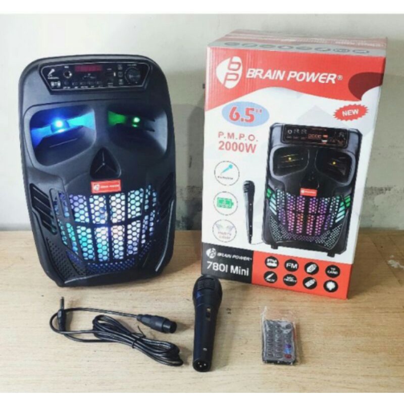 Cod Speaker Bluetooth Metting/Speaker Karaoke Free mic Brain Power 6.5inch murah
