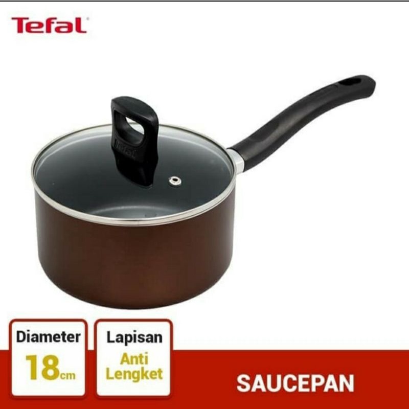 TEFAL day by day saucepan 18cm + Tutup Kaca / Wajan Titanium Membuat Mpasi Berkualitas Original Tefal