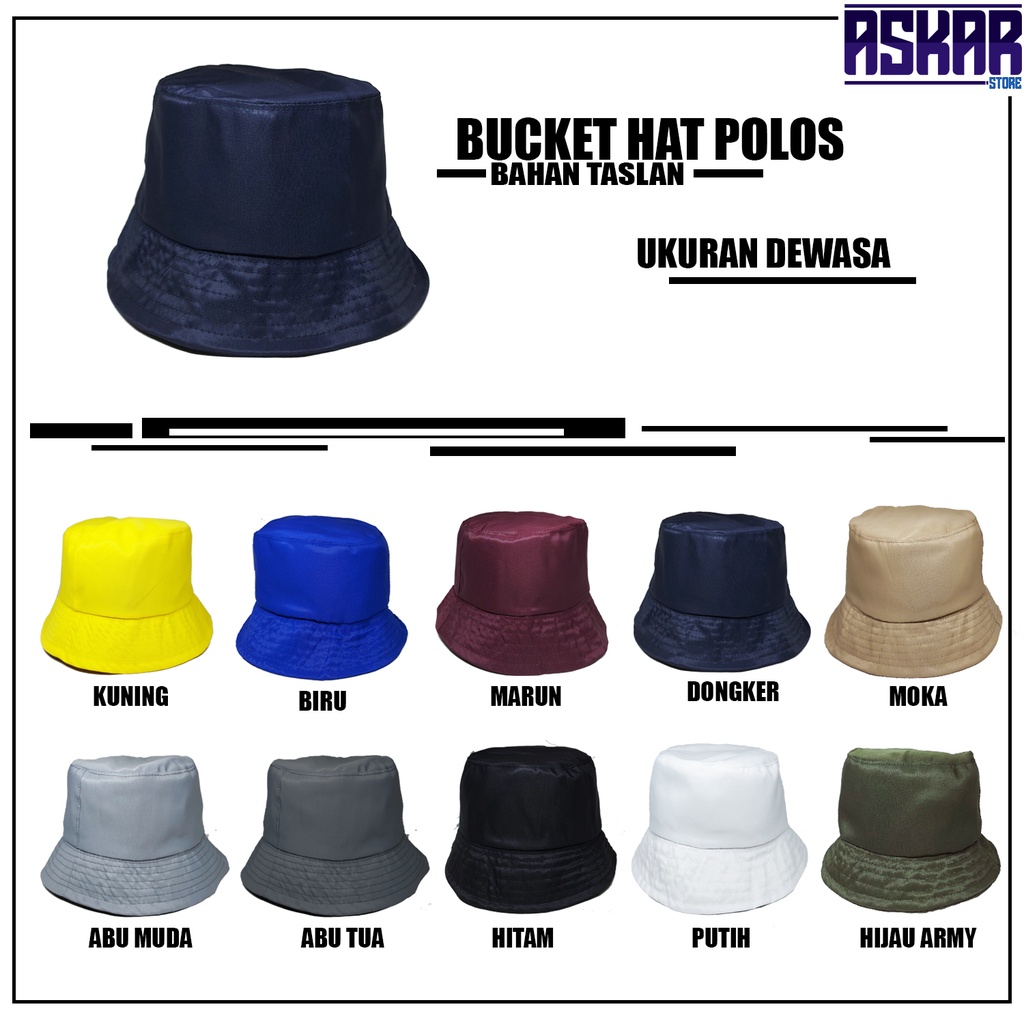 Bucket hat dewasa polos pria wanita model topi korea kekinian unisex