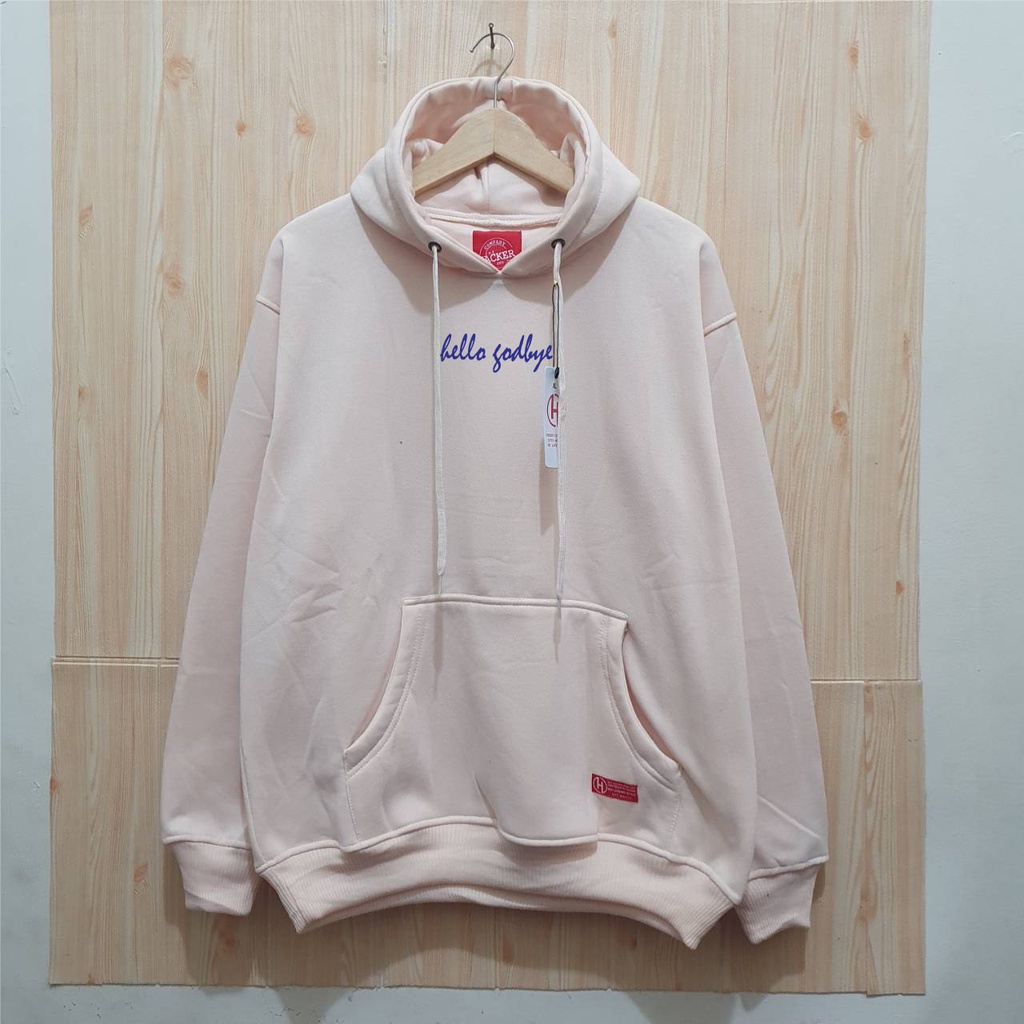 Hoodie Pria aesthetic ANCE STUDIOS Beludru PanasMusim Gugur Berkerudung Dingin Remaja VersiKoreaTren Sweater Hoodie Original Hello Goodbye Cream