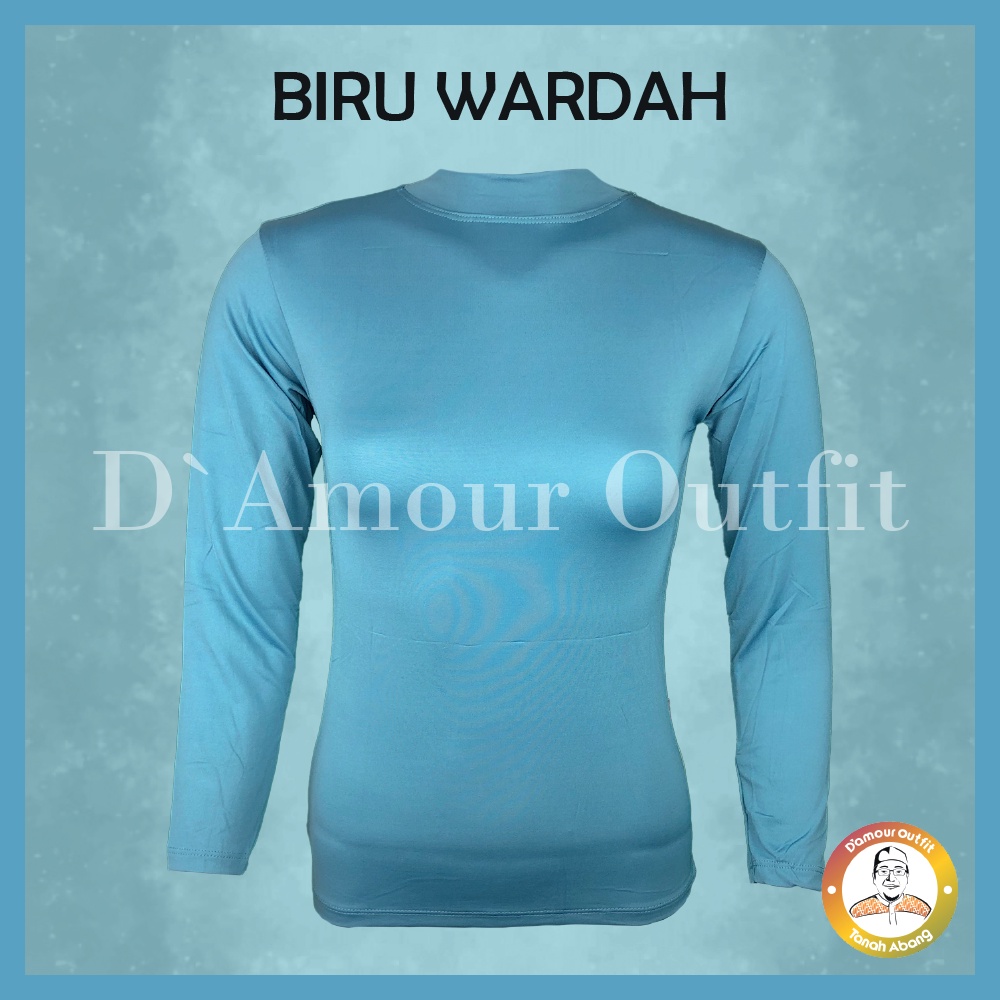 Manset Baju Kebaya Lengan Panjang Wanita Polos Bahan Spandek Balon Licin Dalaman Perempuan Warna Kulit Hitam Putih Daleman Cewe Musliah Dewasa Tangan Pendek Kerah Leher Turtle Neck Mangset Atasan Inner Cewek Jumbo Big Size LD 120 140 Premium