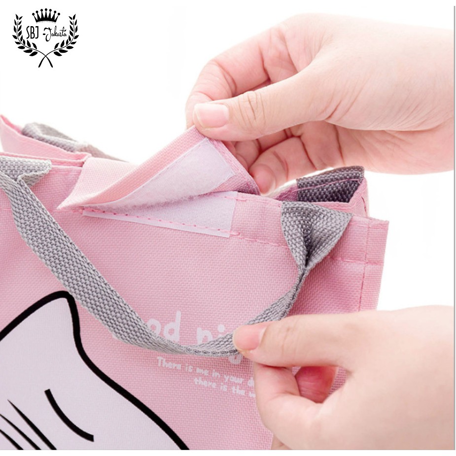 Lunch bag Tas bekal Insulated  seri HAPPY LIFE UKURAN BESAR