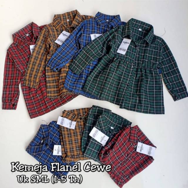 Kemeja flanel cewe baju  anak 1 5tahun kotak kotak baju  