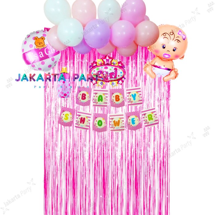 Paket dekorasi baby shower pink / paket baby shower / paket baby girl