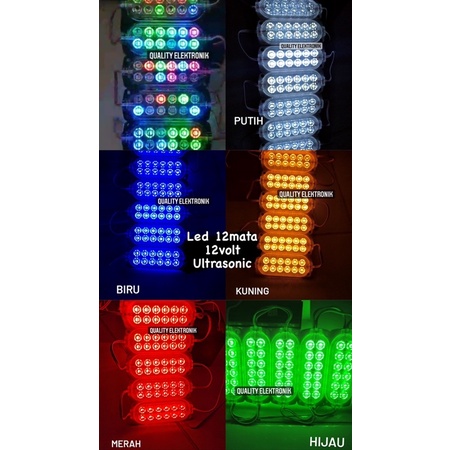 LED 12 MATA 12 VOLT ULTRASONIC YELLOW RED BLUE COOL WHITE GREEN RGB