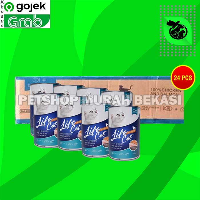 Gosend Makanan Kucing Wet Food Kaleng Life Cat Grosir Dus 24 PCS 400GR