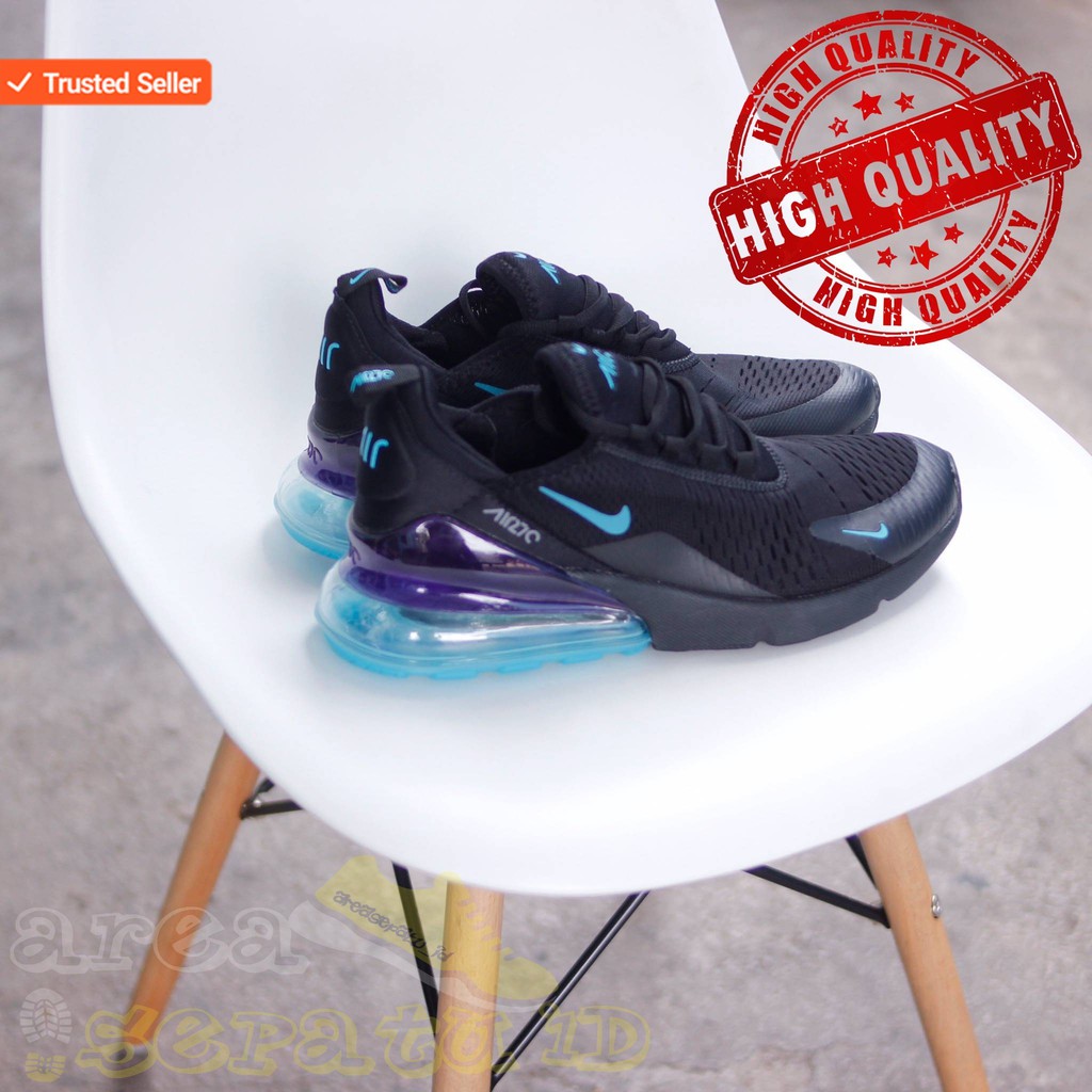 sepatu sneakers pria nike airmax 270 black light blue premium original
