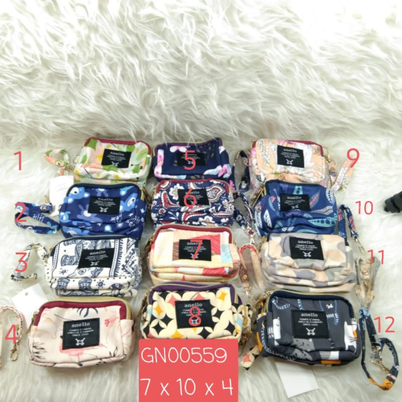 tas gantung dompet kecil 3 sekat 4 sekat dompet hp handphone organizer mini pouch kipling import