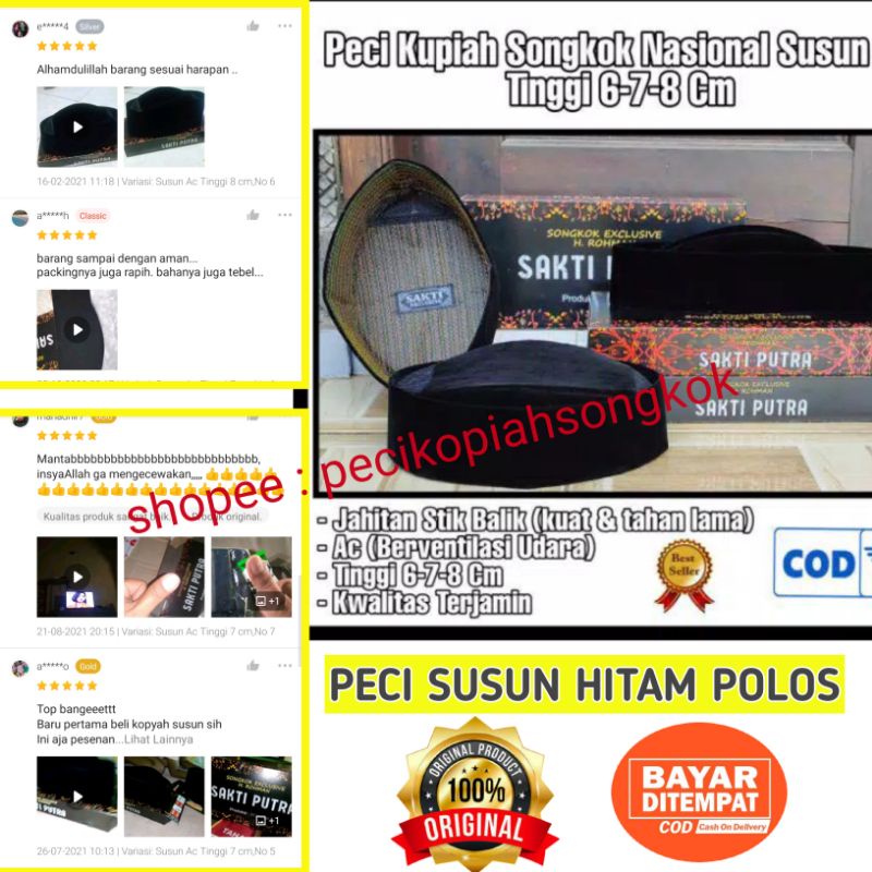 peci susun ac tinggi 6cm 7cm 8cm hitam polos kopiah songkok susun ac tinggi 6cm 7cm hitam polos peci