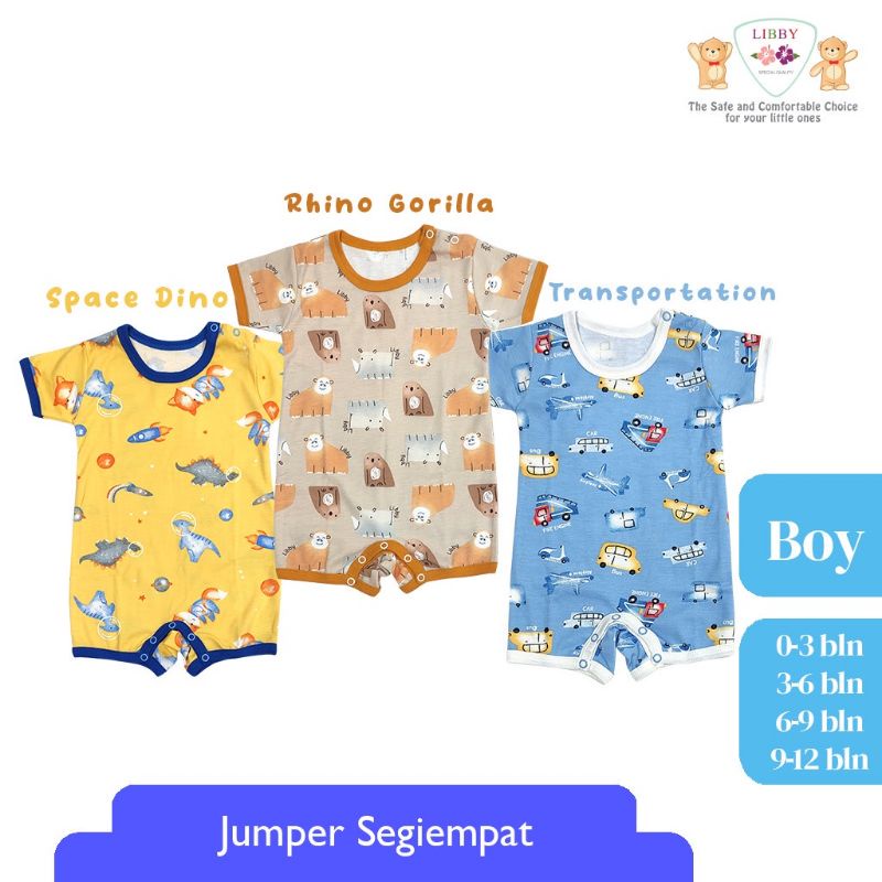 Libby Romper Premium  Motif Segi empat Boy &amp; Girl