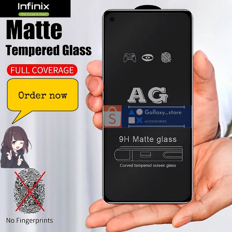 TG TEMPERED GLASS FULL LAYAR 9H AG MATTE INFINIX HOT 8 10 11 9 PLAY 10 PLAY 11 PLAY SMART 5 SMART 7 6+ NOTE 12i 30 PRO 2022 HOT 30 20i 20 12 5G