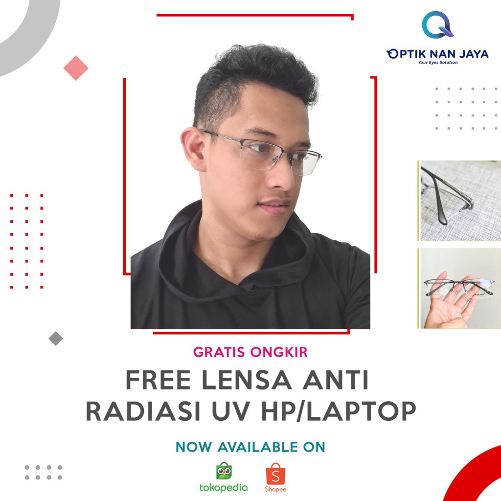 (FREE LENSA UV) Frame Kacamata Minus Baca Pria Wanita Police PL366 Best Quality