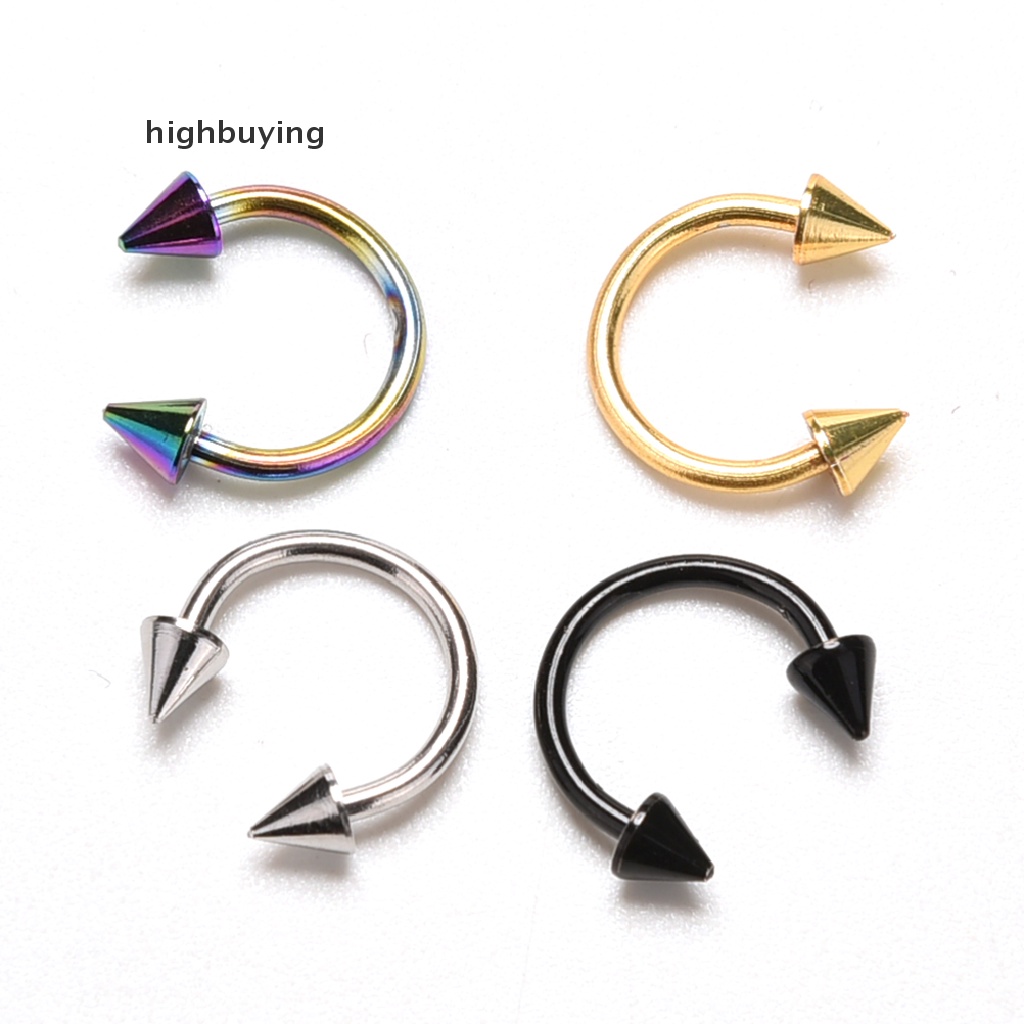 Hbid 1pc Anting Tindik Hidung / Bibir / Tubuh Bentuk Tapal Kuda Bahan Stainless Steel