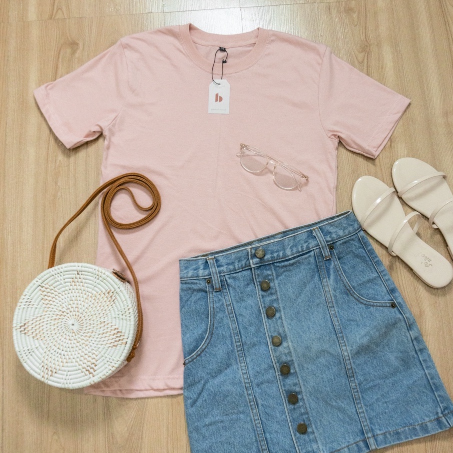 KAOS POLOS UNISEX PREMIUM DUSTY PINK / Basic T-Shirt Kaos Polos Lengan Pendek Dusty Pink Kaos Pink C